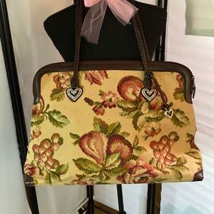 Brighton carpet bagger bag with brown leather